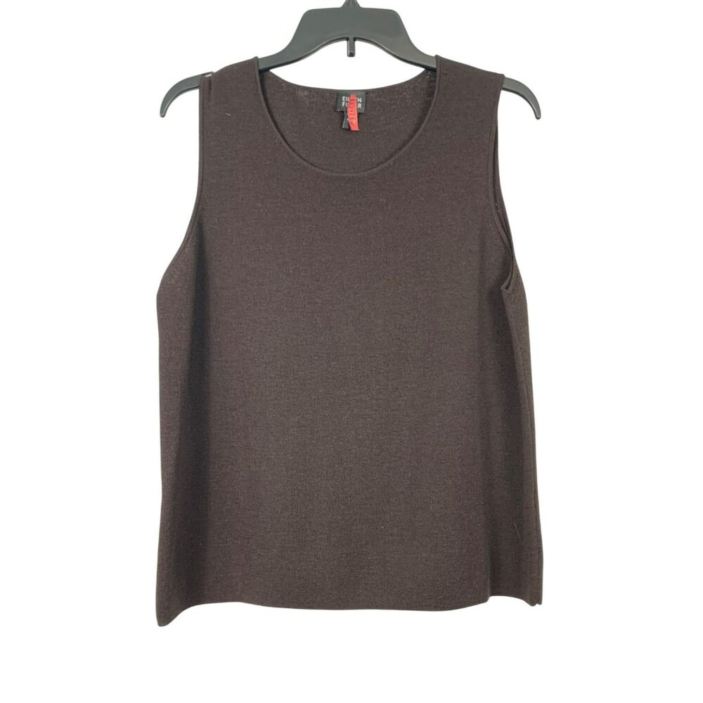 Eileen Fisher Womens Brown Wool Sleeveless Top M/L READ